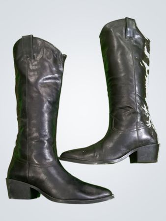 Black Leather Knee-High Boots