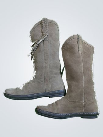 Ariat Taupe Suede Fringed Cowboy Boots