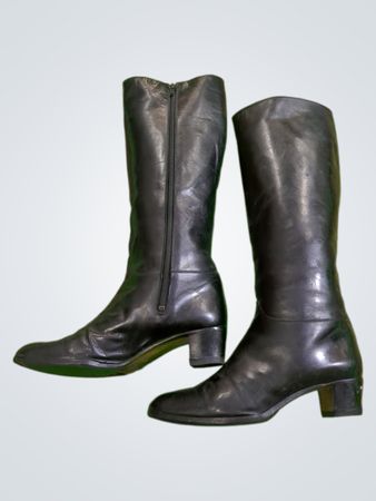 Black Leather Knee-High Boots