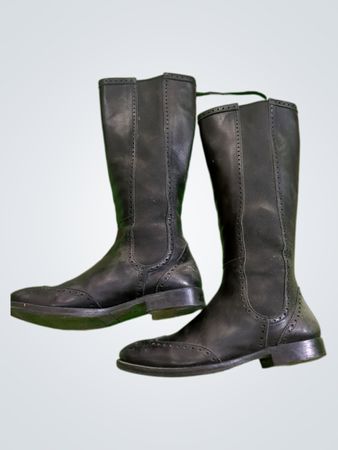 Black Leather Knee-High Boots