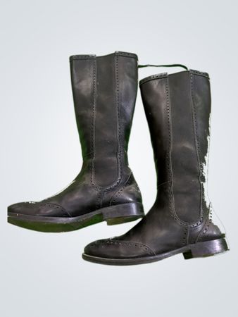 Black Leather Knee-High Boots