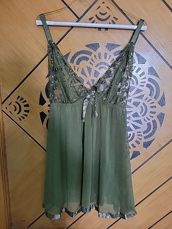 Green Lace Trim Chemise