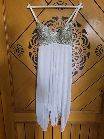 White Spaghetti Strap Dress with Sequined Top
