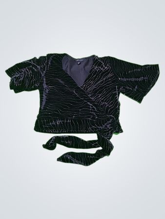 New Look Black Velvet Wrap Top