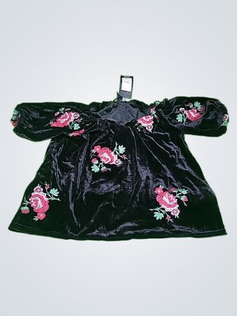Black Floral Velvet Top