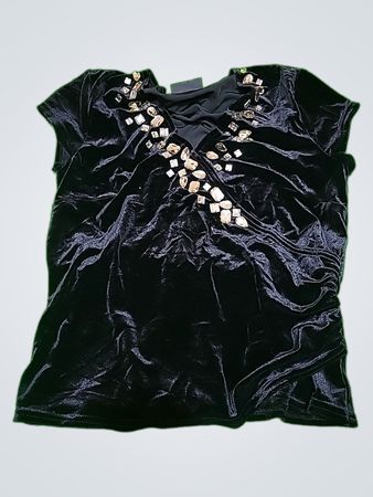 Black Velvet Blouse with Rhinestones