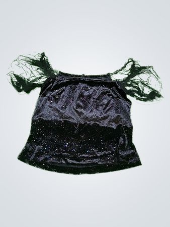 Black Sparkly Top with Sheer Sleeves