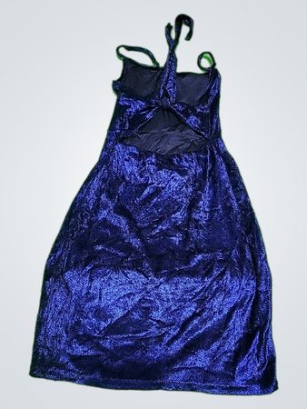 Blue Sparkly Halter Mini Dress
