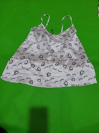 Little Thin White Dress with Black Hearts and Eyelashes Pattern