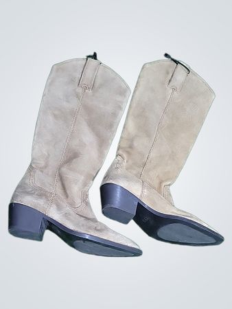 Zara Tan Suede Cowboy Boots