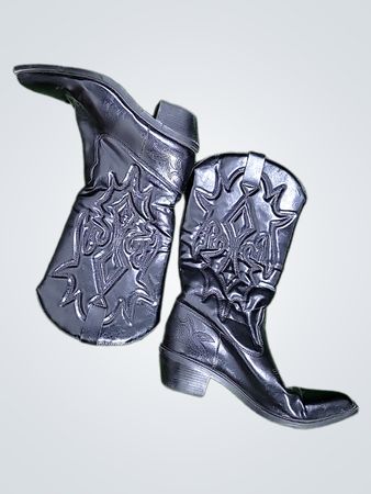 Black Leather Cowboy Boots
