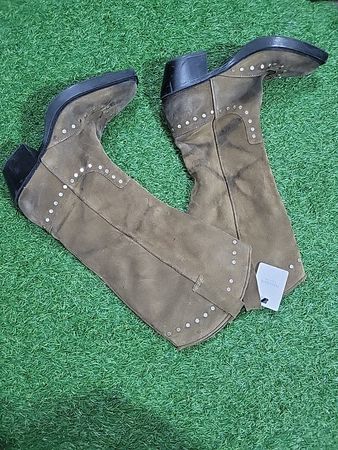 Brown Suede Boots with Studs
