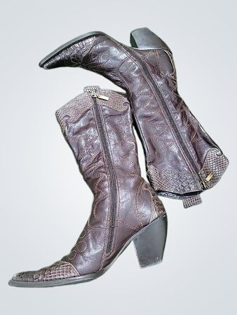 Brown Cowboy Boots with Zipper