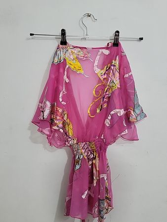 Pink Butterfly Print Kimono Cover-up