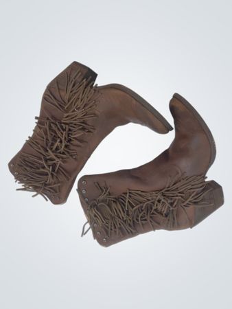 Brown Leather Fringe Boots