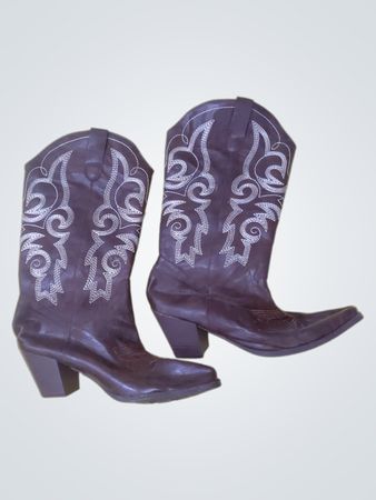 Brown Cowboy Boots with White Stitching