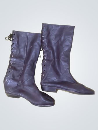 Dark Brown Leather Lace-Up Boots