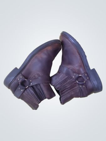 Brown Leather Harness Boots