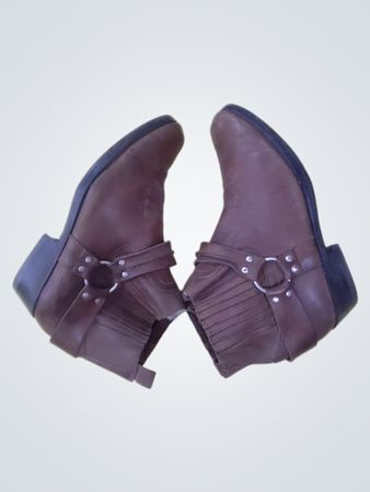 Brown Leather Harness Boots