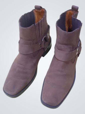 Brown Leather Boots with Buckle Detail