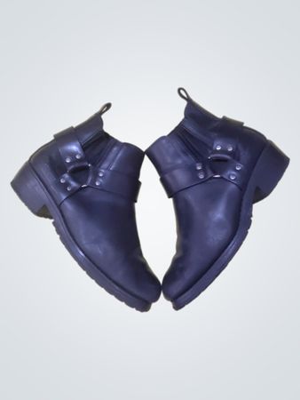 Black Leather Harness Boots