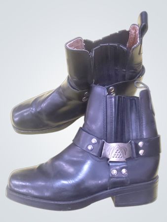 Black Leather Harness Boots