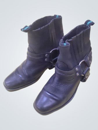 Black Leather Harness Boots
