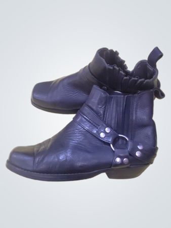 Black Leather Harness Boots