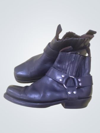 Black Leather Harness Boots