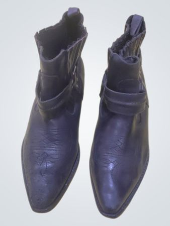 Black Leather Ankle Boots with Straps