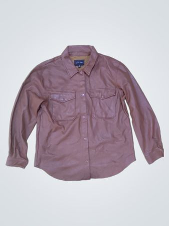 LOVE TREE Faux Leather Button-Up Shirt