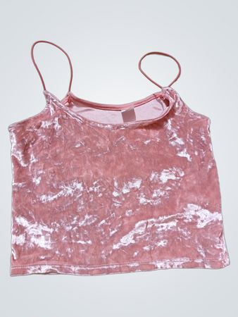 Rosa Samt Spaghetti-Träger Crop Top