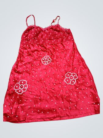 Esmara Lingerie Rotes Nachthemd mit Pailletten und Blumen