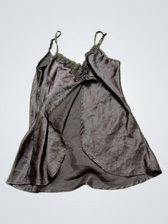 Black satin camisole with lace trim