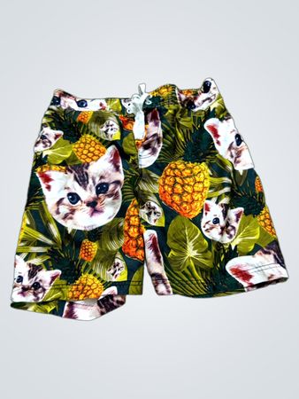 Shorts mit Katzen- und Ananasdruck