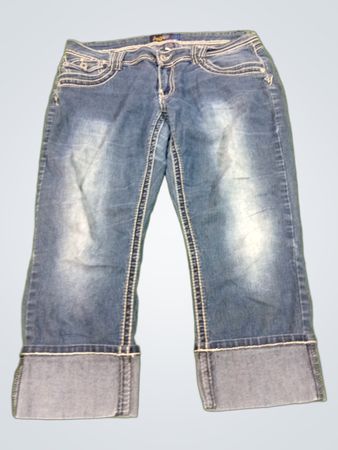Angels Damen Blaue Denim-Capri-Jeans