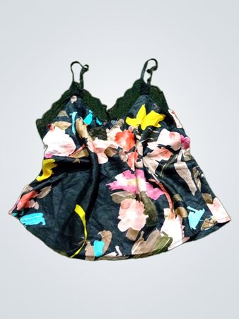 Spitzenbesetztes Cami-Top mit Blumenmuster