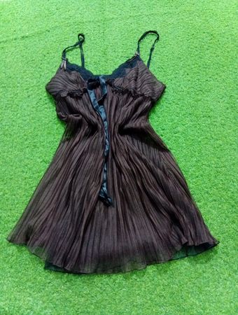 Braunes plissiertes Babydoll-Dessous