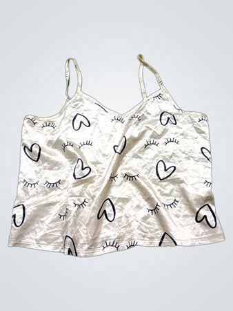 Weiße Camisole mit Herz- und Wimpern-Print