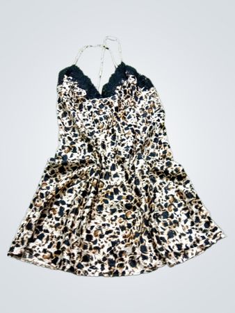 Autograph Marks & Spencer Nachthemd mit Leopardenmuster und Spitzenbesatz