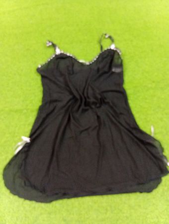 Schwarzes Babydoll-Nachthemd