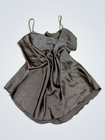 Canda Made For C&A schwarzes Satin-Nachthemdkleid