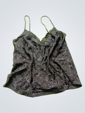 Schwarzes Spitzen-Cami mit Blumenmuster
