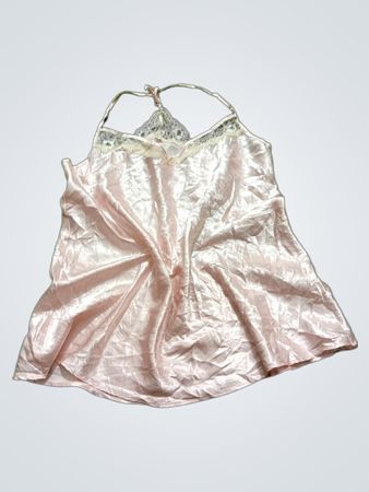 Rosa Satin-Camisole mit Spitzenbesatz