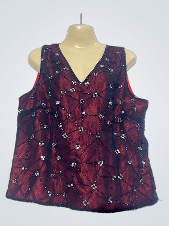 KIABI Women's 赤いビーズ付きノースリーブトップ