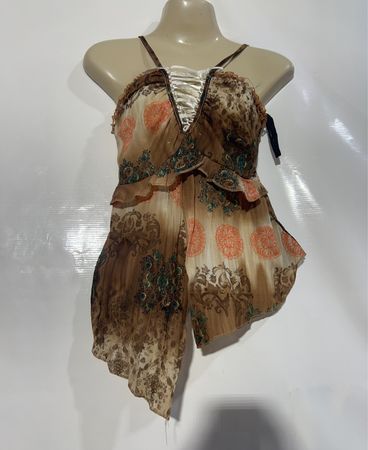 Damen-Braunes Top mit Blumenmuster und Trägern