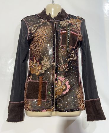 Sheer-Mesh-bestickte Jacke