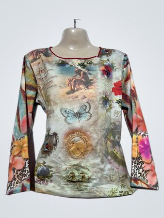 Amour by Love Women's Graphic Print Long Sleeve Top
