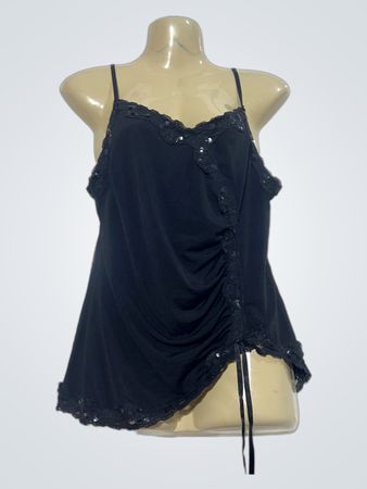 Cache Cache Schwarz Spitzenbesatz Trägershirt