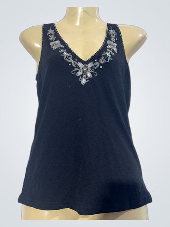 FRANSA Schwarzes verziertes Tanktop